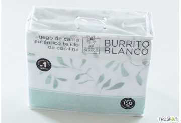 Sábana Coralina BURRITO BLANCO Máxima Calidad 987-04 menta