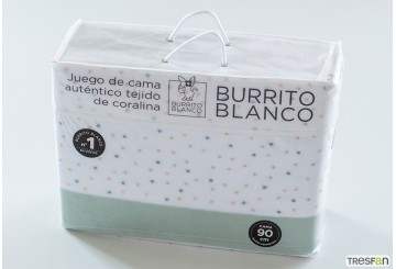 Sábana Coralina BURRITO BLANCO Máxima Calidad 989-04 menta